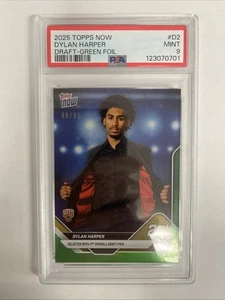 2025-26 Topps Now Dylan Harper #D2 RC Rookie Draft Green 48/99 PSA 9 MINT SPURS - Picture 1 of 4