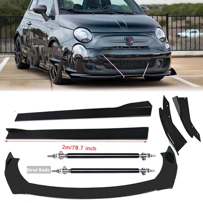 For Fiat 500 Front Bumper LipS Chin Spoiler Splitter Body Kit+Side Skirt Foto 1 de 4