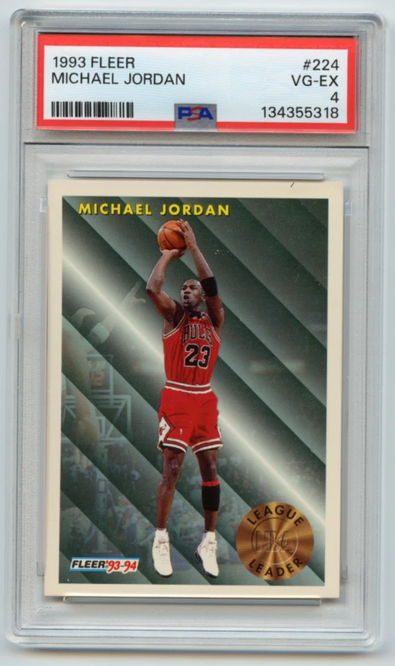 💥1993-94 Fleer -MICHAEL JORDAN-#224 League Leader Chicago Bulls PSA 4💥 - Image 1 of 1