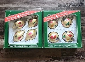 Vintage Bradford Neuheit Weihnachten Trimmeries 8 Glas Ornamente Cloisonne-Stil - Bild 1 von 9