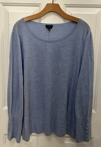 NEW - Maglione donna Talbots Plus lana merino blu chiaro - 3X - Foto 1 di 7