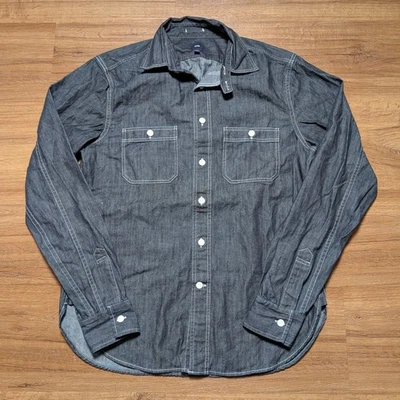 Camisa Denim Gap Para Hombre Pequeña Negra Abotonada Doble Bolsillo Y2K Informal Foto 1 de 4