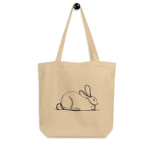 Minimalist Bunny Art Organic Cotton Eco-tote bag - Picture 1 of 5