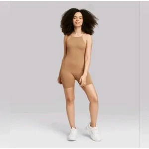 Mameluco acanalado sin costuras Wild Fable para mujer coñac L - Imagen 1 de 3