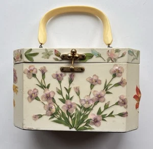 Vintage Annie Laurie Palm Beach Originals Decoupage 3D Blumen Box Handtasche - Bild 1 von 16