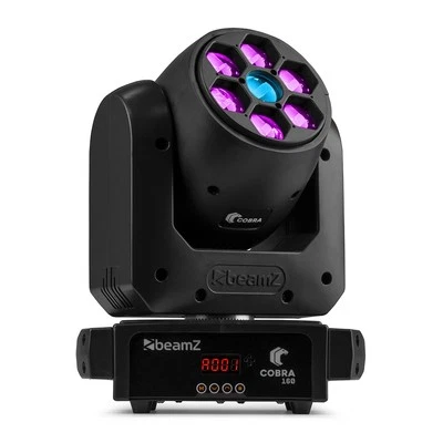 BeamZ Cobra 160 100W Moving Head Spot Light with 6x 10W B-Eye DJ Lighting - Image 1 of 4