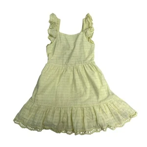 Cat & Jack Yellow Ruffled Dress With Eyelet Hem & Sleeves Sz S (6/7) - Picture 1 of 6