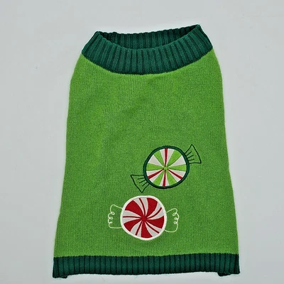 Suéter para Perro Vacaciones Navidad Suéter Feo Verde con Caramelos Talla Mediana (12") Foto 1 de 4