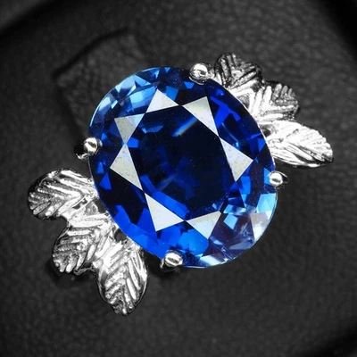 Luxurious Vivid Blue Sapphire 6.02Ct 925 Sterling Silver Handmade Rings Size 6.5 - Image 1 of 4