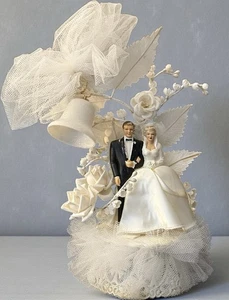 1960s Vintage Wedding Cake Topper Bride Groom - Picture 1 of 9