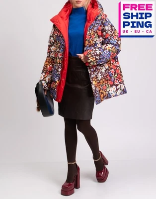 RRP €988 DSQUARED2 Down Puffer Jacket IT44 US8 UK12 L Floral Belted Hooded - Image 1 of 4