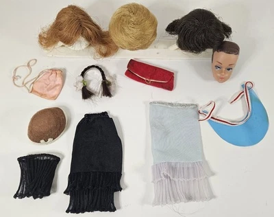 Ropa Barbie vintage, cabeza de reina de moda + pelucas, accesorios. Mattel Foto 1 de 4