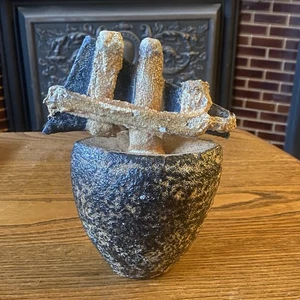 Mid Century Modern Textured Pottery Brutalist Galleon Ship Figurine Ornament - Picture 1 of 24