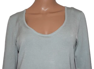 FABIANA FILIPPI Light Blue Scoop Neck 3/4 Sleeve Knit Top Size M - Picture 1 of 6