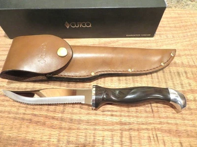 Cuchillo de caza Cutco 1769 hoja fija dentada con funda de cuero nuevo en caja Foto 1 de 4