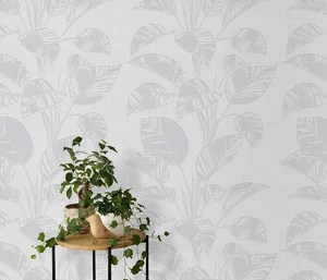 Papel pintado Erismann Leaf - gris suave 10459-31 - Imagen 1 de 5