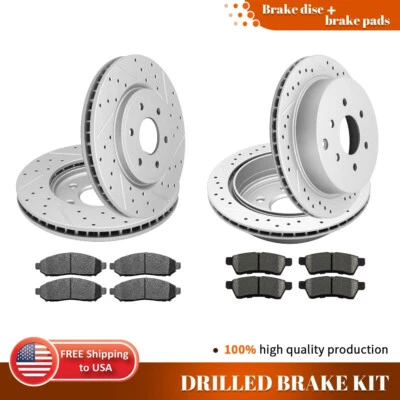 Передние и задние перфорированные тормозные колодки роторов для Nissan Xterra Frontier Suzuki Equator - Изображение 1 из 4