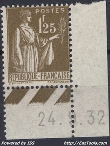 FRANCE TYPE PAIX 1Fr25 OLIVE EN CDF N°287 NEUF ** SANS CHARNIERE - Picture 1 of 2