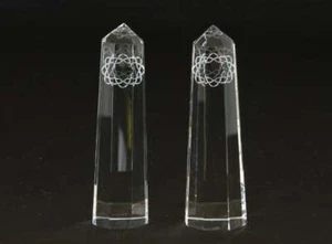 SGI Soka Gakkai Buddhism Logo Bottles CrystalGlass  H 4.4in( 11.2㎝)   2 Set - Picture 1 of 7