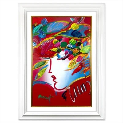 Peter Max Blushing Beauty Único Acrílico Medios Mixtos Firmado Enmarcado Grande Foto 1 de 4