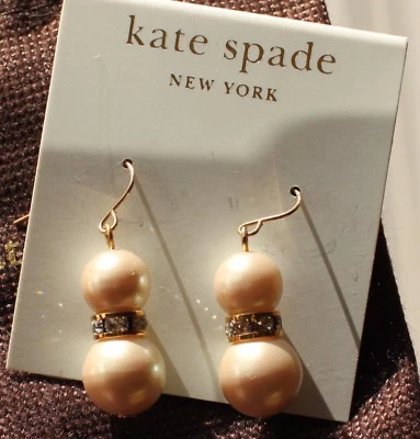 KATE SPADE NY DANGLE METROPOLITAN PEARL CRYSTAL DROP EARRINGS BRIDAL NWT CREAM - Image 1 of 4