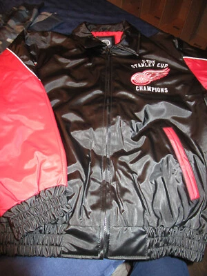 NWT GIII Detroit RED WINGS NHL HOCKEY STANLEY CUP CHAMPIONS JACKET BLACK MEDIUM - Image 1 of 4