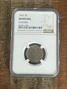 1910 5C US Liberty Nickel ~ NGC graded AU Details-Cleaned - Picture 1 of 6