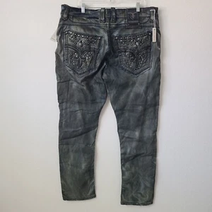 Rock Revival Tiverton Biker Denim Jeans Size 40x34 - Picture 1 of 5