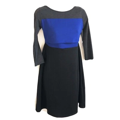 NEW Jules & Jim 3/4 Sleeve Maternity Mini Dress Black Blue Gray XS - Image 1 of 4