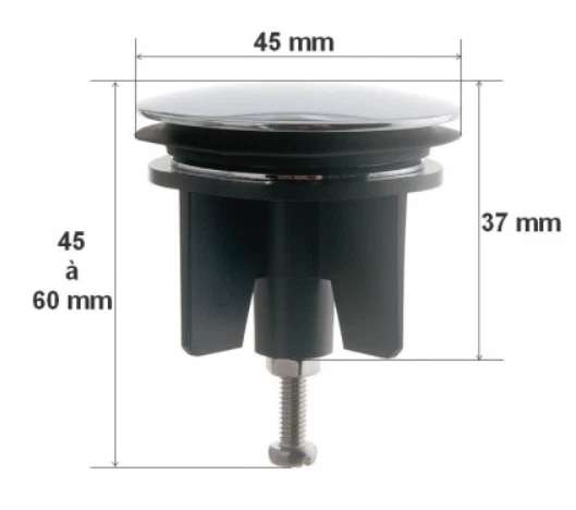 Clapet bouchon Ø 45 mm de vidage de baignoire 0411256 - NICOLL - Photo 1/1
