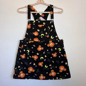 Disney Mickey Halloween Pumpkin Overalls Sz 3XL Skirtall AOP Candy Treats Bats - Picture 1 of 12