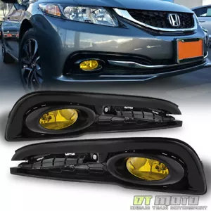 For 2013 2014 2015 Honda Civic 4Dr Sedan Yellow Bumper Fog Lights w/Switch+Bulbs - Picture 1 of 10
