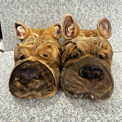 Zapatillas de felpa Sharpei para hombre 9-10 zapatos sin cordones para casa novedad divertido zapato de Halloween Foto 1 de 4