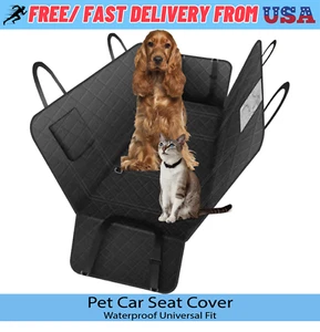 Pet Dog Waterproof Car Seat Cover Mat for Cars Black Universal Polyester Padded - Picture 1 of 15