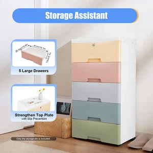 Modern Plastic Drawers Dresser Cupboard Tall Storage Organizer Cabinet Bedroom - Picture 1 of 20