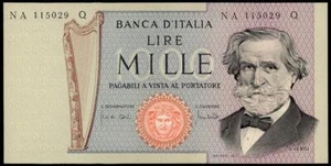 ITALIA 1000 LIRE GIUSEPPE VERDI 2° TIPO 1969 UNC - Foto 1 di 2
