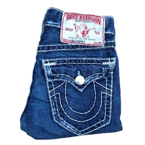 VINTAGE True Religion Jean Shorts Size 28 BILLY SUPER T Blue - Picture 1 of 6