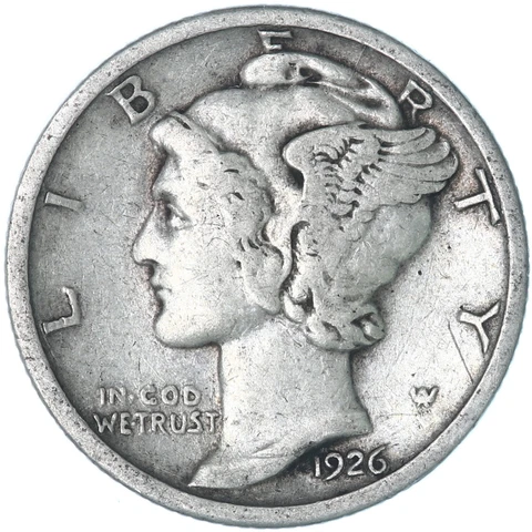 1926 (P) Mercury Dime 90% Silver Fine FN Cover