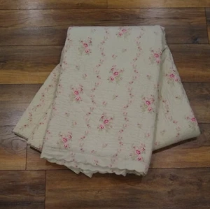 Simply Shabby Chic Lady Rose Quilt Queen Green Tiny Pink Roses Scallop Trim - Picture 1 of 7