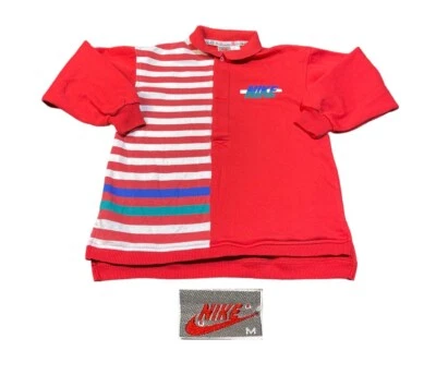 Sudadera Polo Ligera Vintage Años 80 Nike Rayas Rojo NIÑOS Talla Mediana Foto 1 de 4