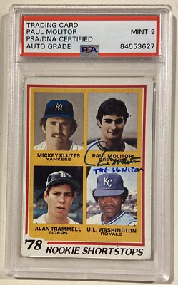 1978 Topps Paul Molitor The Ignitor Signed Rookie Baseball Card PSA/DNA 9 HOF - Image 1 of 4