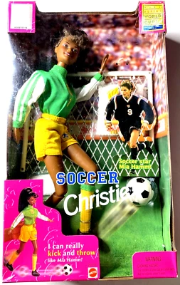 MATTEL AA BARBIE CHRISTIE SOCCER #20351 ARTICULATED KICKING BALL & NET MIB 1998 - Image 1 of 4