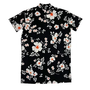 SMALL RUTH LuLaRoe ~ BLACK, WHITE & ORANGE FLORAL ~ Mock Neck Top; Sizes 4-6 nwt - Picture 1 of 7