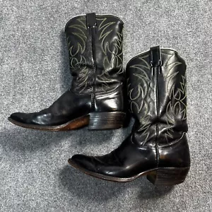Nocona Boots Mens 10.5 D Black Leather Pull On Cowboys Western Texas - Picture 1 of 19