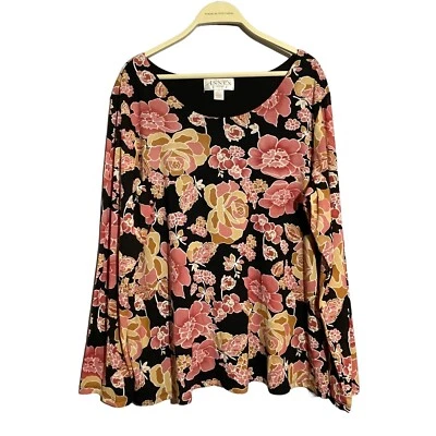Annex Casual Corner Blouse Top Women 2X Flower Roses Romantic Spring Summer Boho - Image 1 of 4