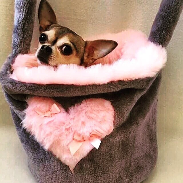 POFULL Chihuahua Kosmetiktasche – 23,4x17,3 Cm, Baumwollleinen, 'Peace Love Chihuahua' Design