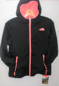 THE NORTH FACE GIRLS MOSSBUD SOFTSHELL HOODIE JACKET- BLACK / PINK- L - NEW - Picture 1 of 1