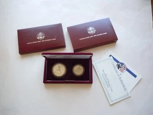 1992 - S U.S Mint Olympic Coins Two-Coin Uncirculated Set in Box and COA #Q1 - Picture 1 of 3