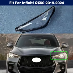 Left Headlight Clear Lampshade Lens Cover + Sealant For Infiniti QX50 2019-2024 - Picture 1 of 13
