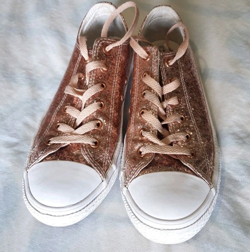Scarpe basse Converse Rose Peach Glitter All Star taglia UK 4 usate